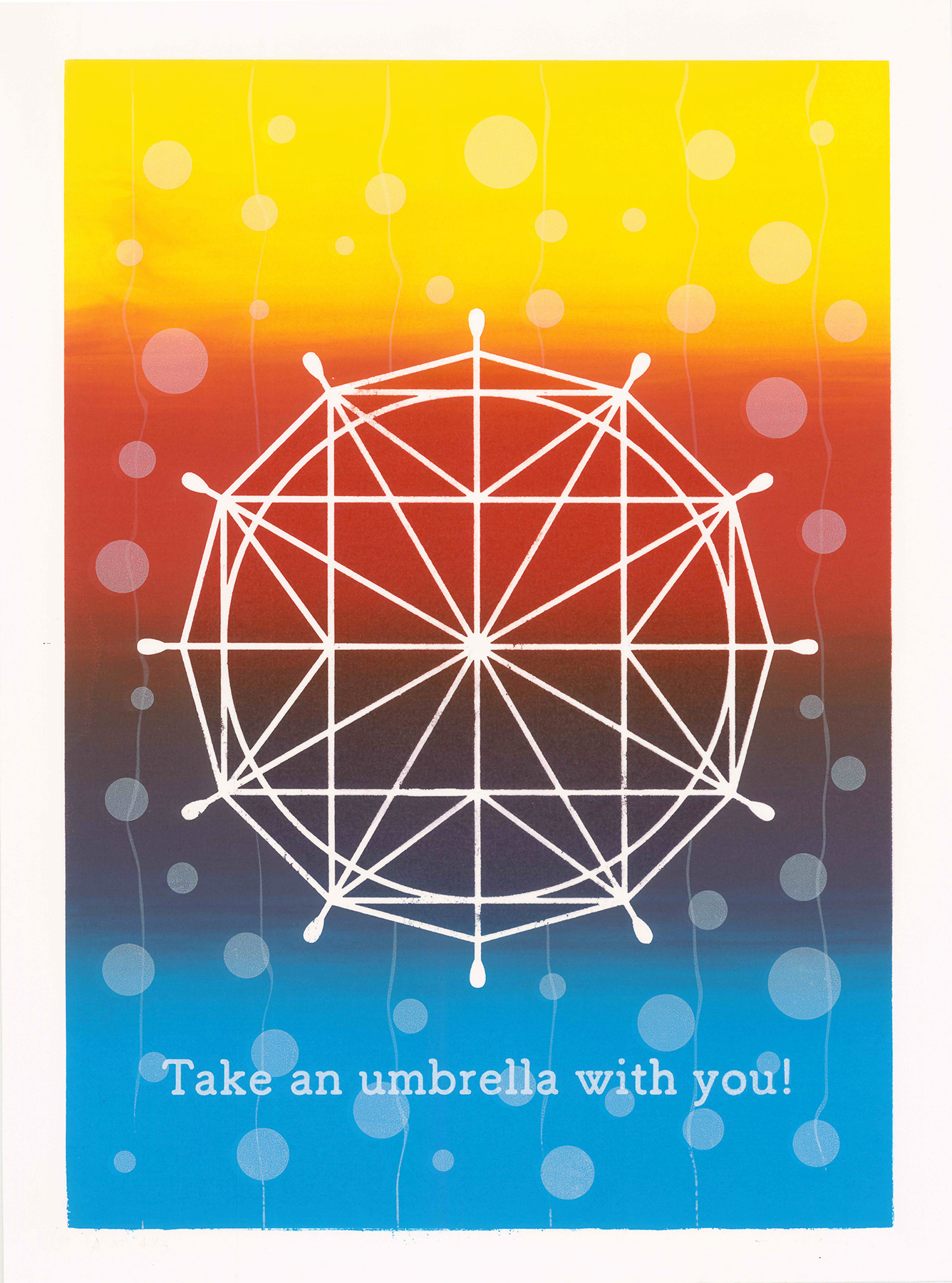 版画 傘を持って出かけよう